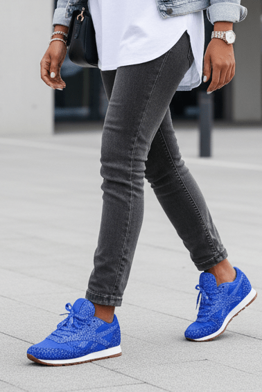 Comfortable women's walking shoes with all-over glitter, adding sparkle to any casual outfit.