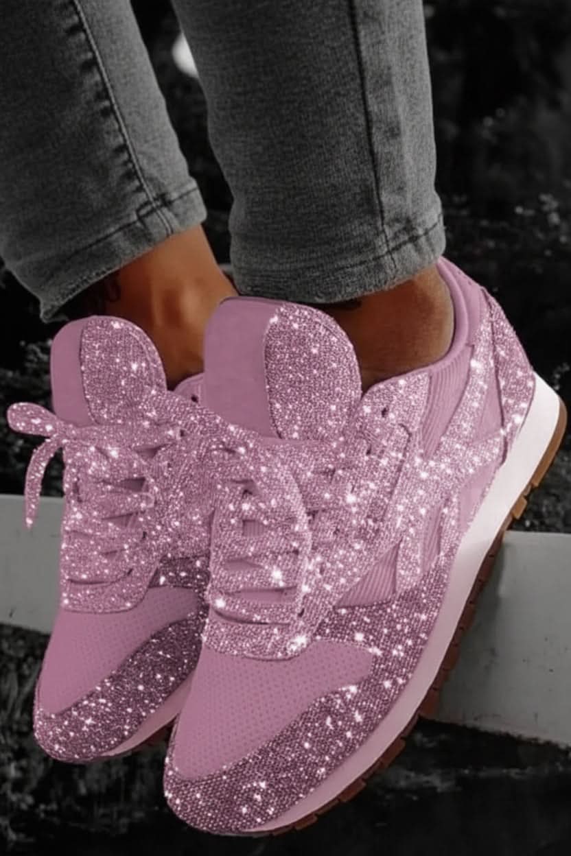 Women's fashion sneakers in a vibrant glitter finish, combining style, comfort, and everyday appeal.