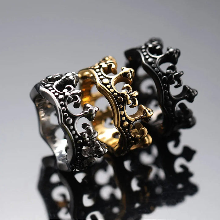 Shining Royal Crown Ring, stainless steel, vintage king style, unisex.