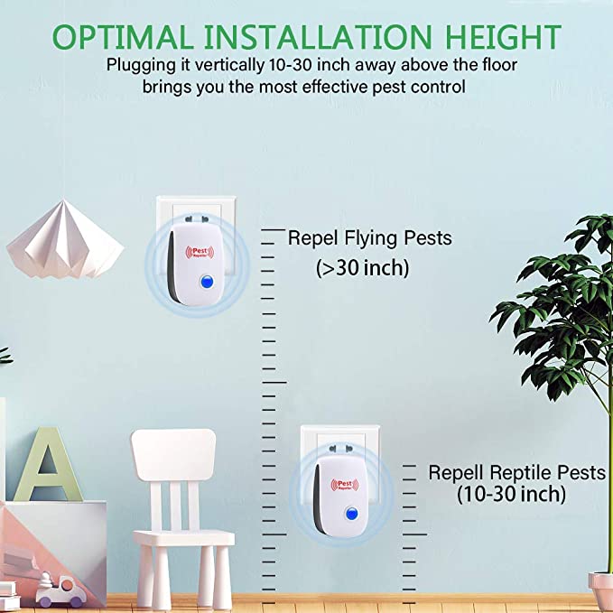 Compact Ultrasonic Pest Repeller plugged into an outlet, silently deterring rats, mice, and insects in your home.