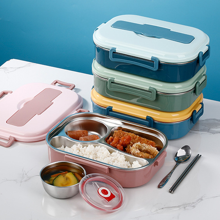 Close-up of the Unisex Insulated Stainless Steel Bento Lunchbox, showcasing its sleek design.