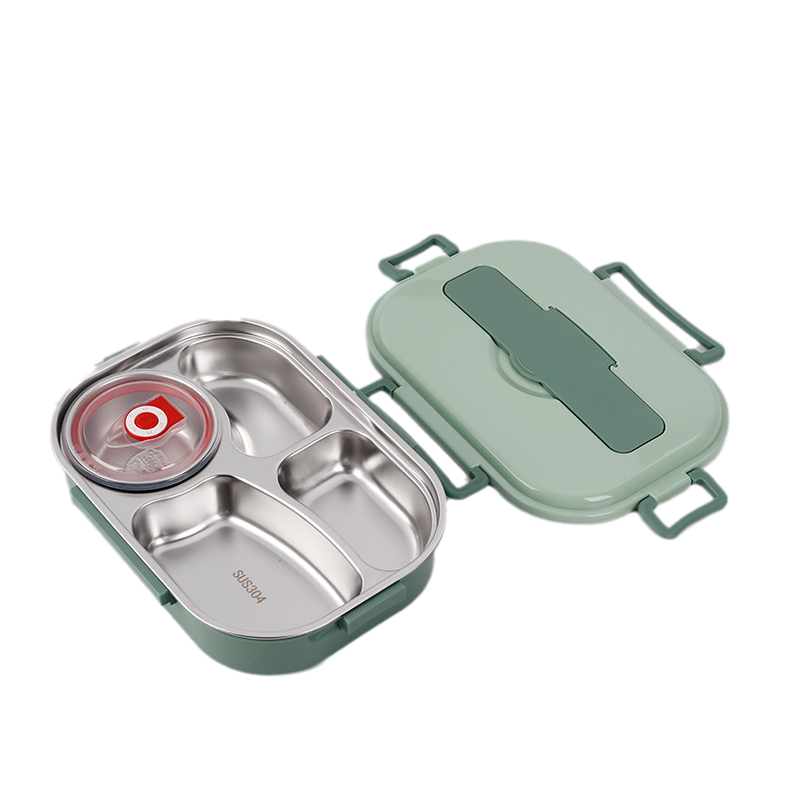 Leak-proof insulated bento lunchbox, ensuring mess-free transport of food for school or work.