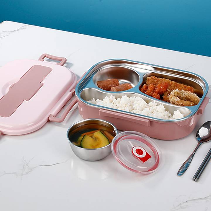 Unisex insulated stainless steel bento lunchbox, perfect for school or work meals.