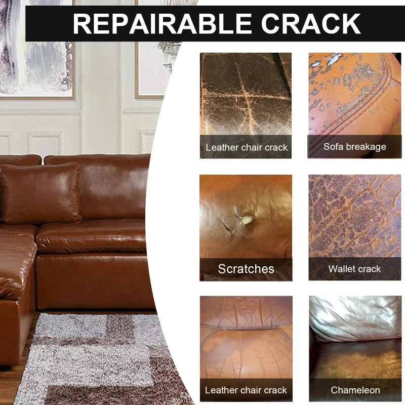 DIY leather repair with Universal Leather Gel for car interior and furniture.