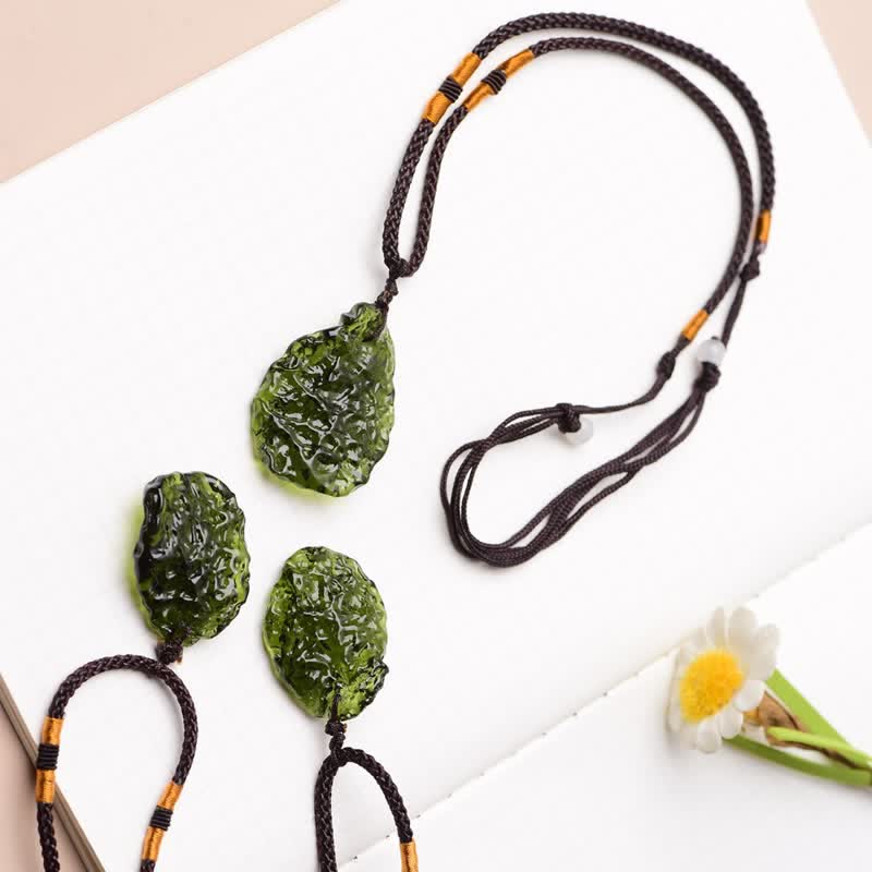 Raw Moldavite crystal necklace, women's spiritual transformation jewelry, green crystal energy.