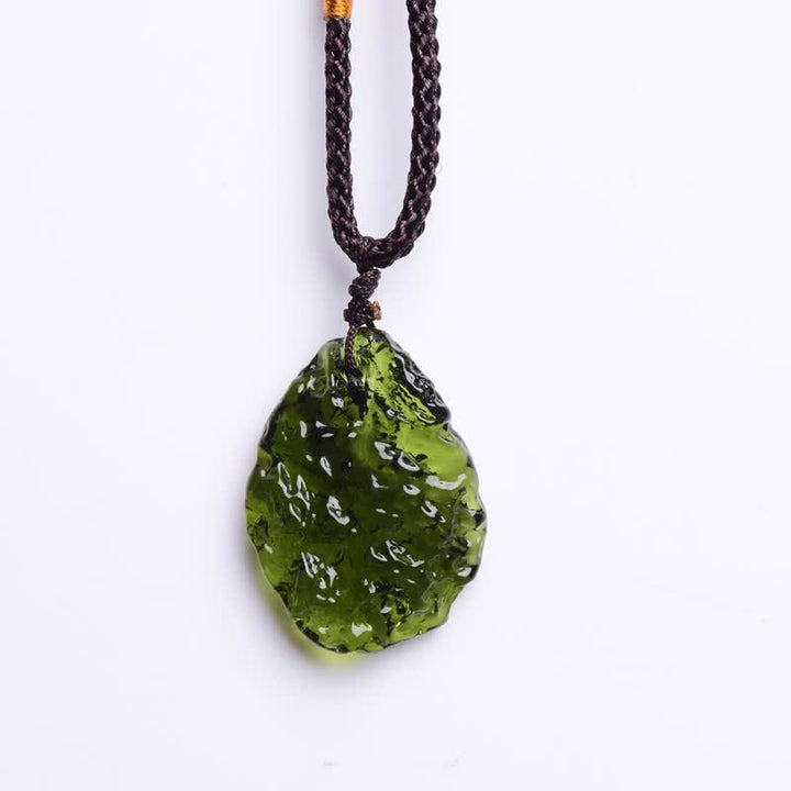 Moldavite energy necklace for women, green crystal gemstone, perfect meditation aid & spiritual tool.