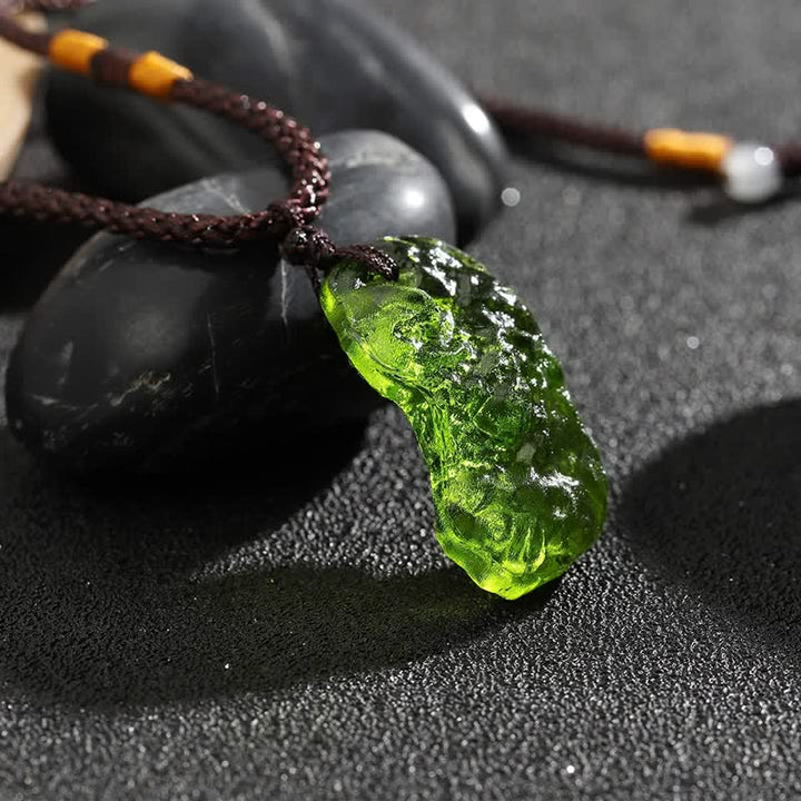 Authentic Moldavite necklace, spiritual energy gemstone, perfect for women's spiritual transformation.