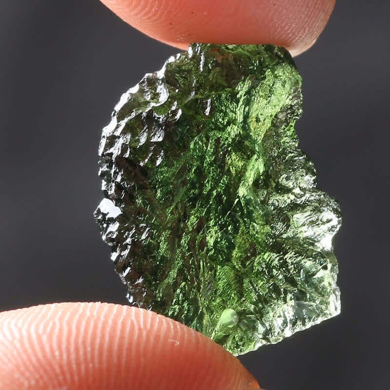 Women's natural green Moldavite necklace, healing crystal for spiritual energy & gemstone jewelry.