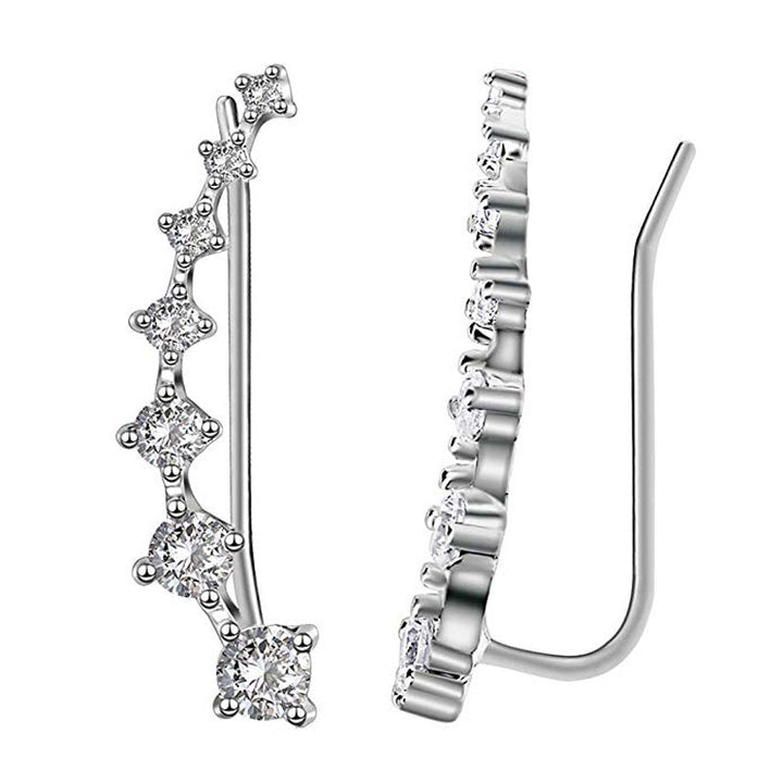 Women's sparkling dangle earrings, sterling silver with faceted gemstones.