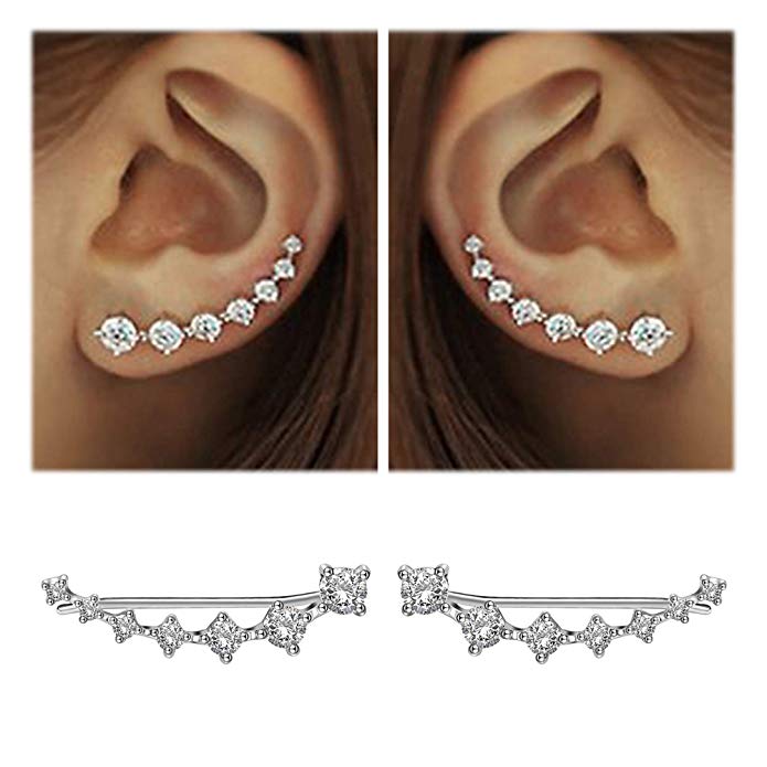 Shiny women's sterling silver dangle earrings, featuring dazzling sparkle.