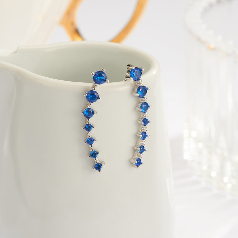 Elegant sparkling drop earrings for women, sterling silver, a versatile accessory.