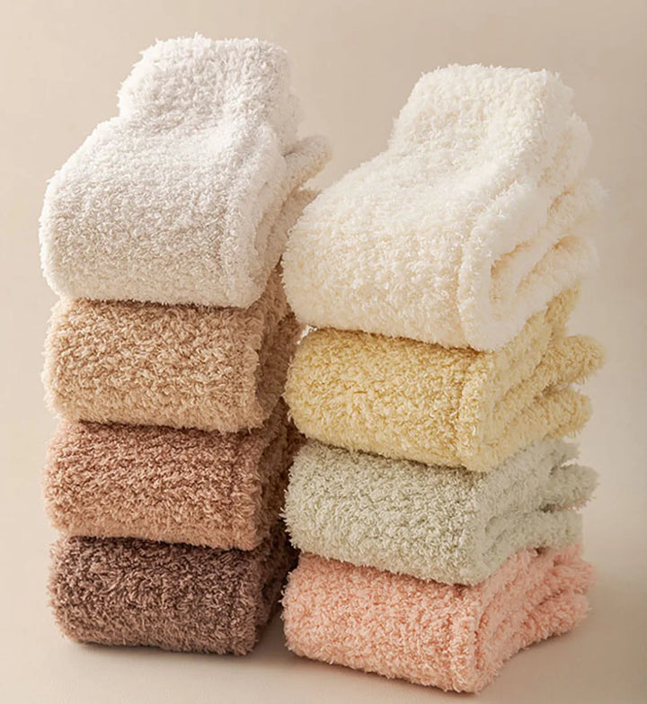 Close-up of texture on women's cozy toe socks, highlighting ultra soft material for warm comfort.