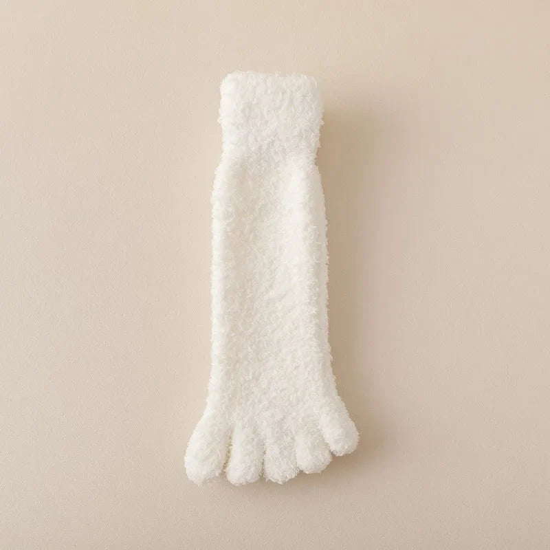 Luxurious warm toe socks for women, ensuring soft comfort during winter or home lounging.