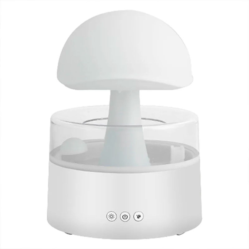 Aromatherapy cloud diffuser & humidifier. Rain sound & ambient light create a relaxing atmosphere, improving air quality.