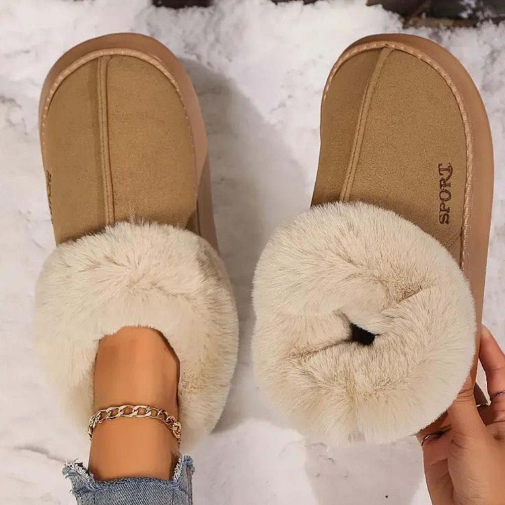 Luxurious plush women's warm house slippers. Cloud-soft design for ultimate indoor comfort & coziness.