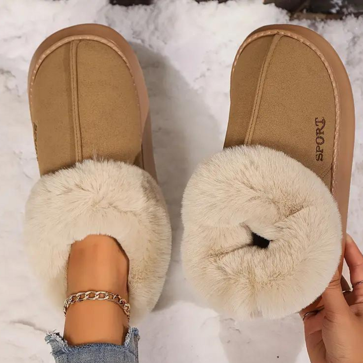 Luxurious plush women's warm house slippers. Cloud-soft design for ultimate indoor comfort & coziness.