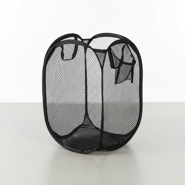 Collapsible storage hamper for laundry, toys, or sports equipment