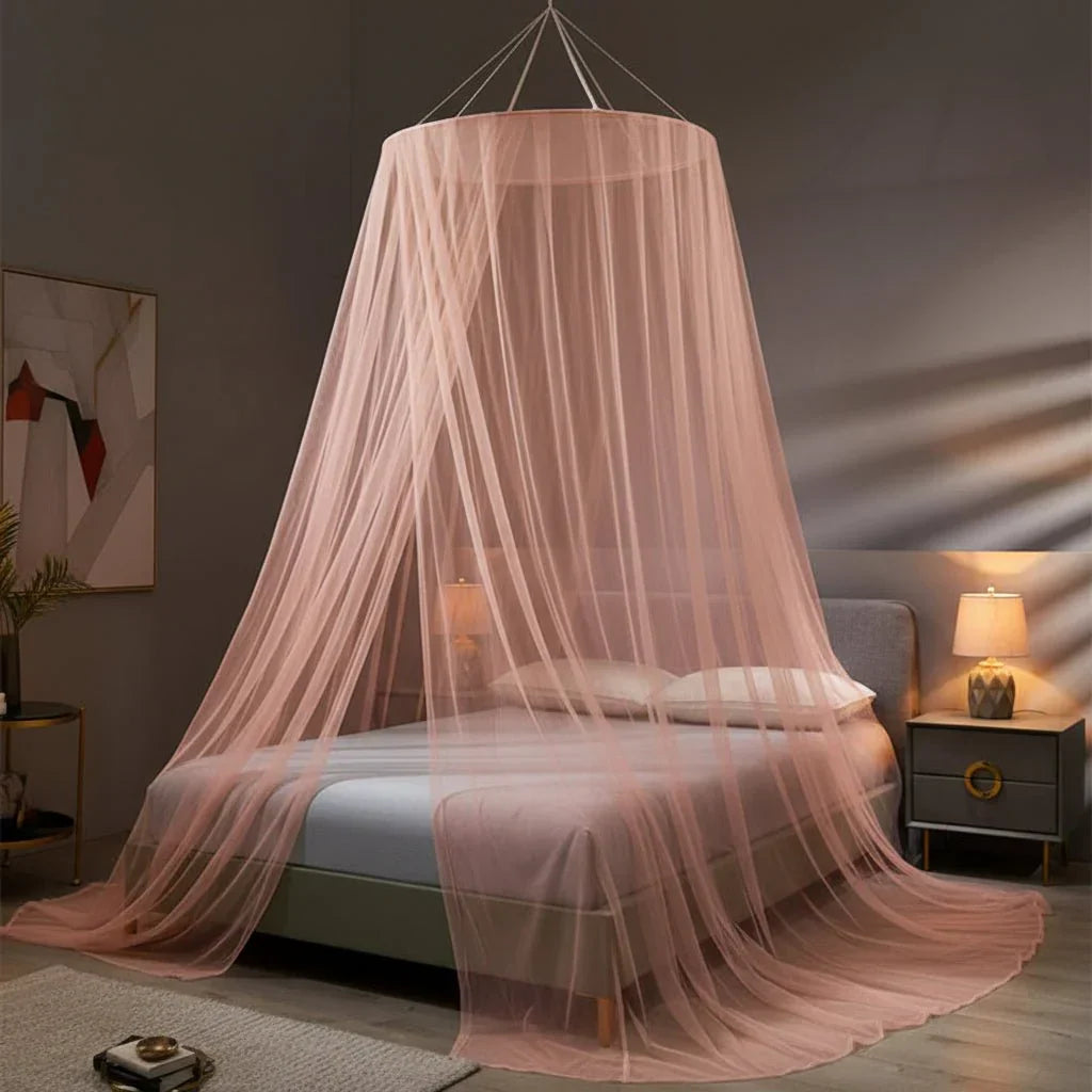 Large foldable mosquito net for queen bed, ensuring superior insect protection and uninterrupted sleep.