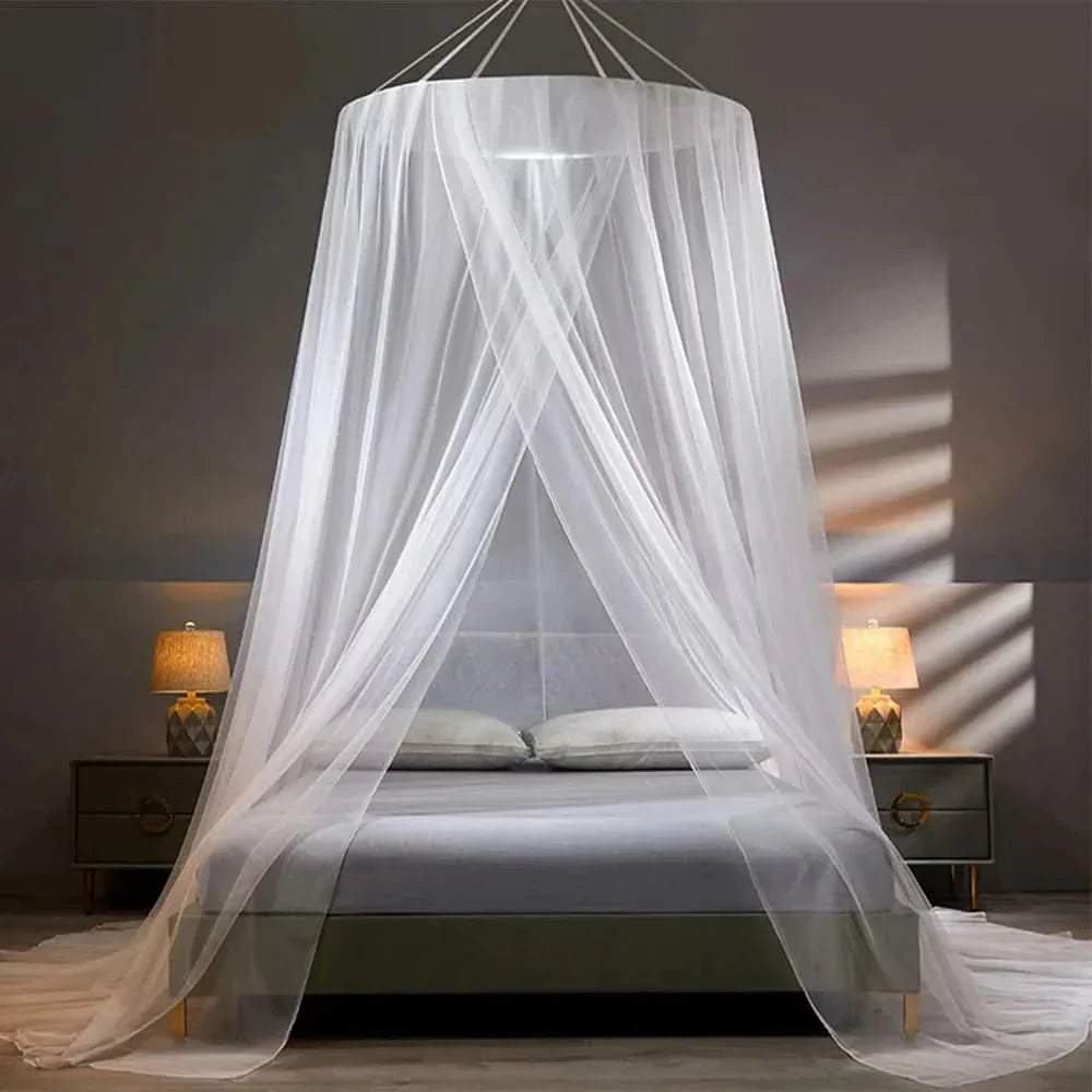 Lightweight collapsible mosquito net, a vital piece of camping gear for uninterrupted sleep outdoors.