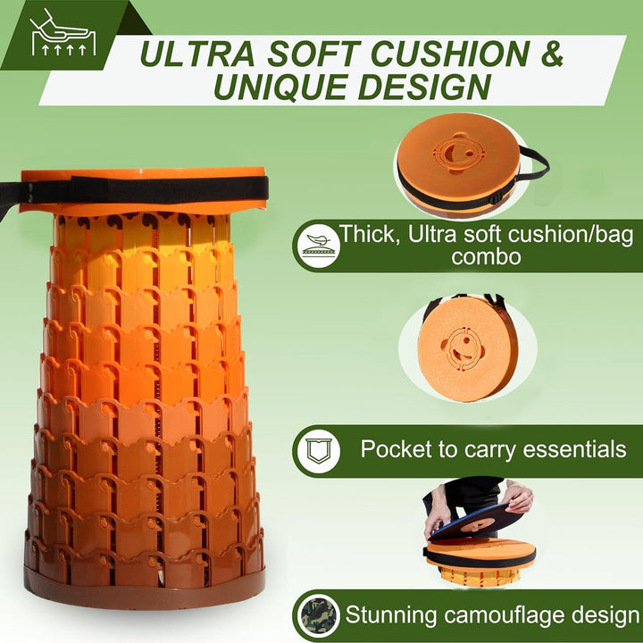 Collapsible Portable Stool with Cushion for Adults & Kids