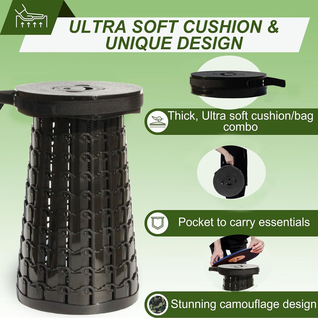 Collapsible Portable Stool with Cushion for Adults & Kids