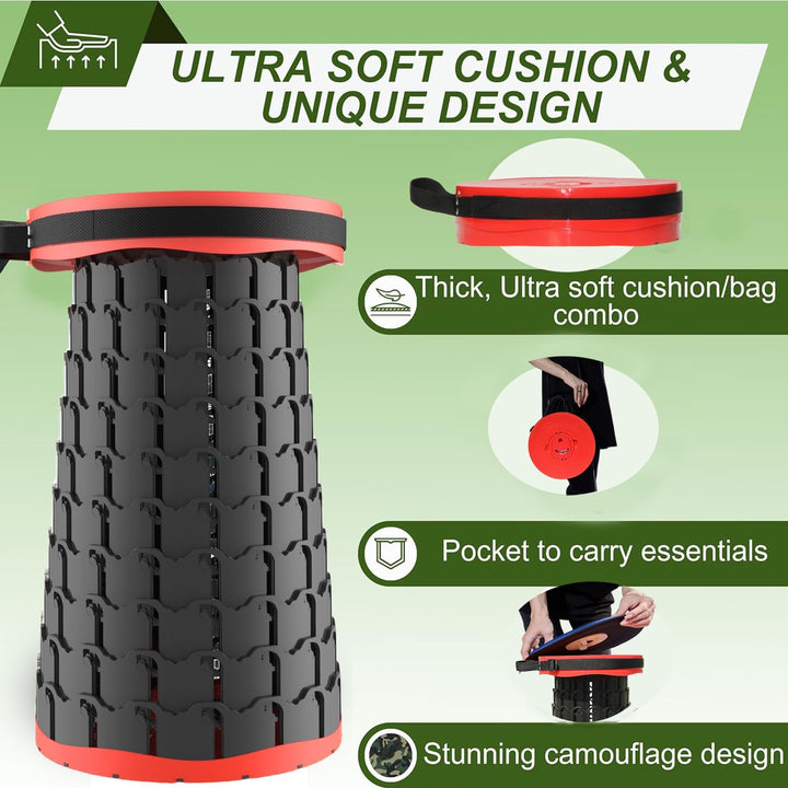 Collapsible Portable Stool with Cushion for Adults & Kids