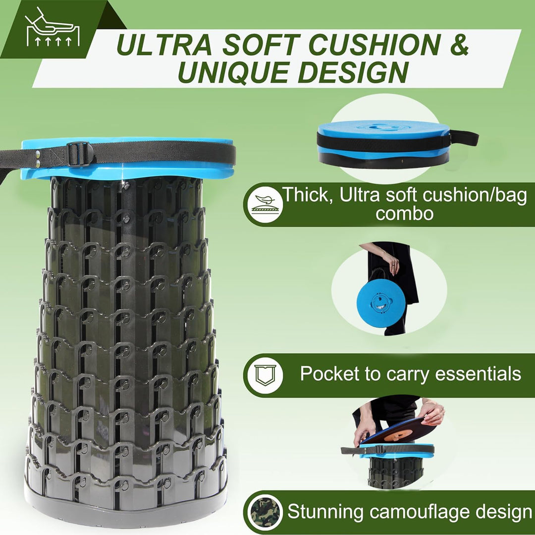 Collapsible Portable Stool with Cushion for Adults & Kids