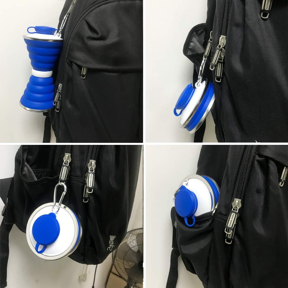 BPA-free collapsible water bottle, compact for backpacking and travel essentials.