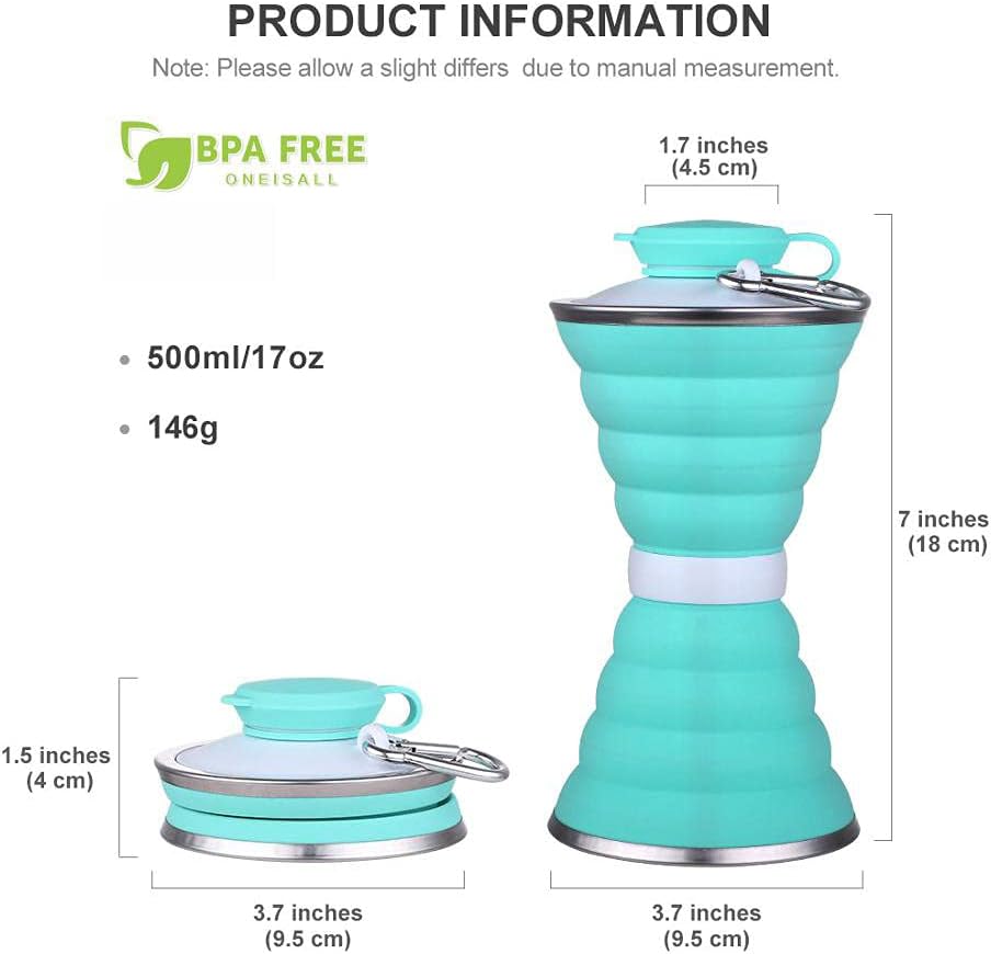 Compact collapsible water bottle, essential camping accessory for outdoor adventures.