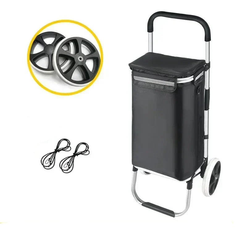 Waterproof Movaro utility cart shown with handle extended, ready for use