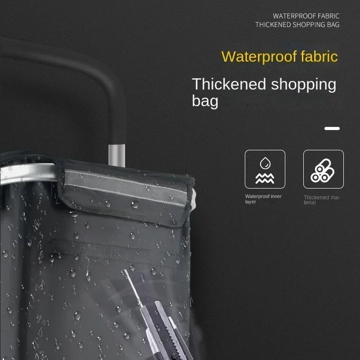 Portable waterproof shopping cart with strong wheels and comfortable handle, new design
