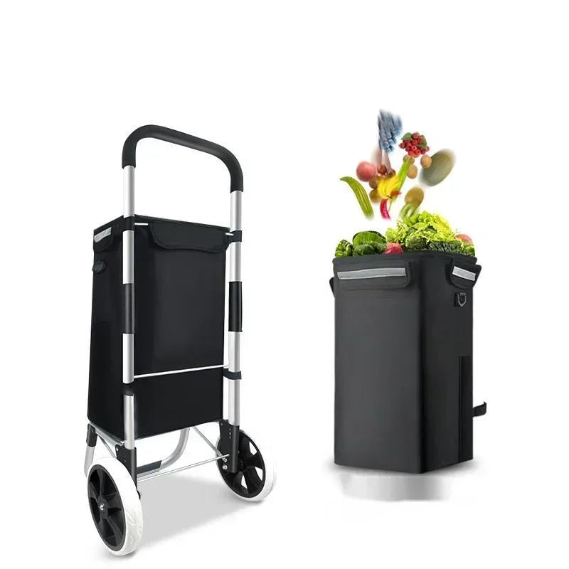 Utility cart for shopping, collapsible design, featuring a waterproof interior and exterior
