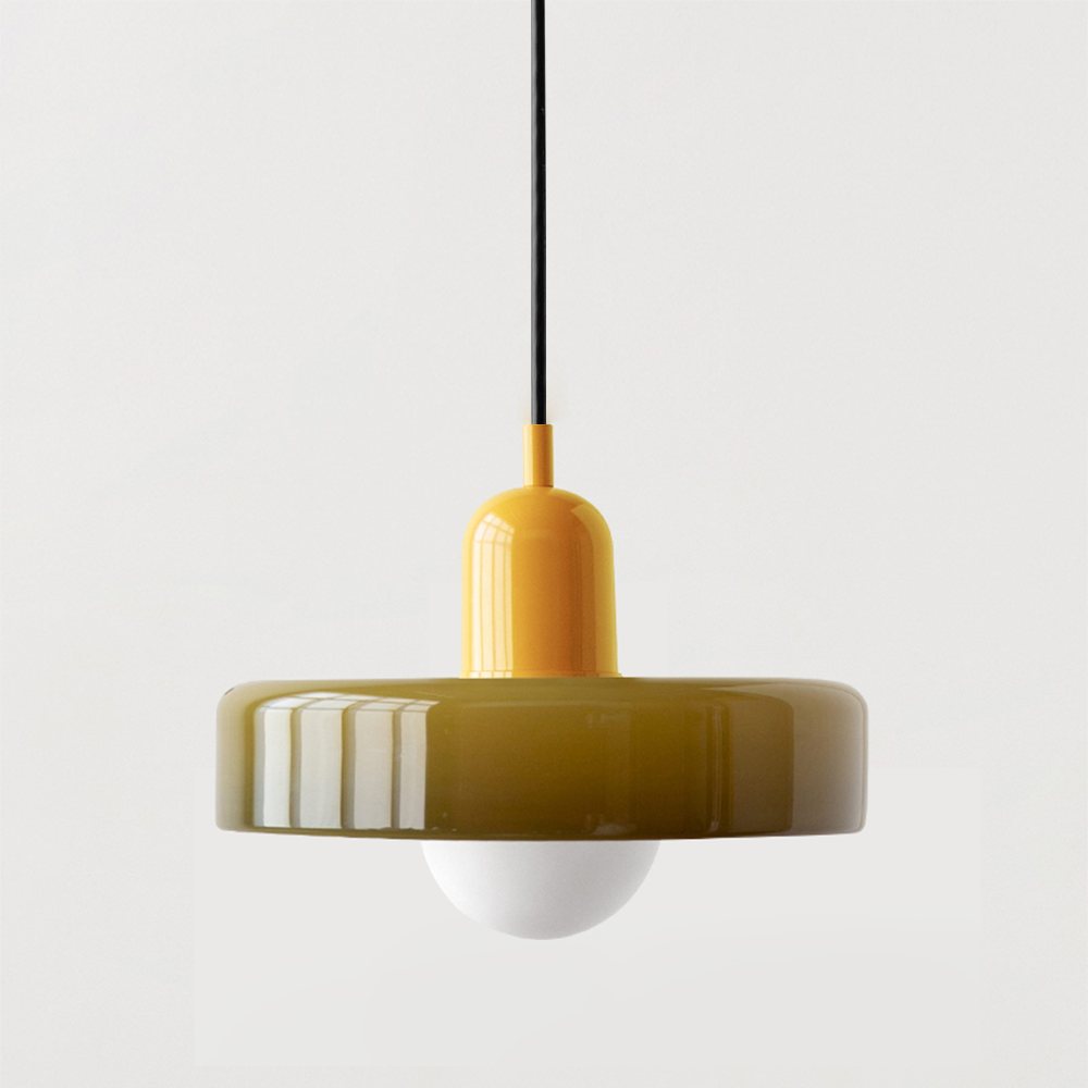 Dynamic colorful glass pendant, Bauhaus style ceiling light for creative interiors.