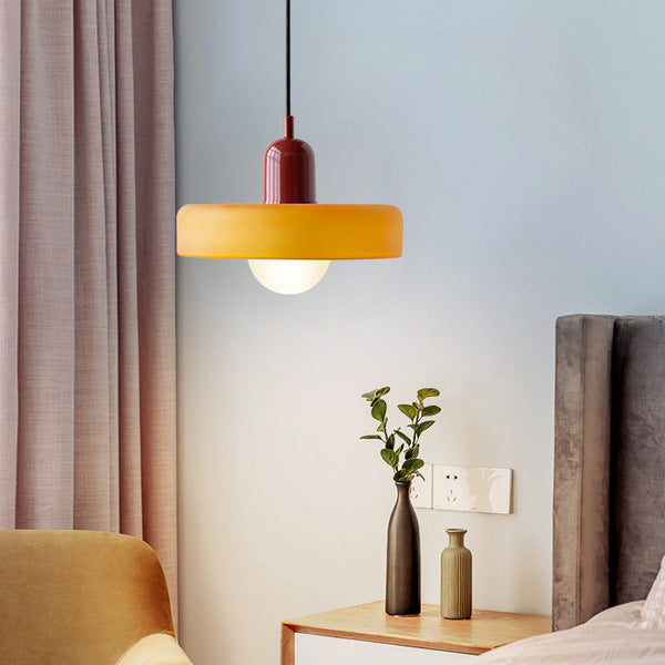 Decorative Bauhaus glass pendant, vibrant colored ceiling light for stylish decor.