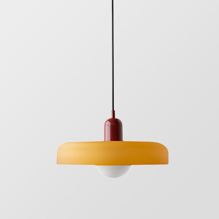 Contemporary colorful glass ceiling light, Bauhaus inspired pendant lamp for homes.