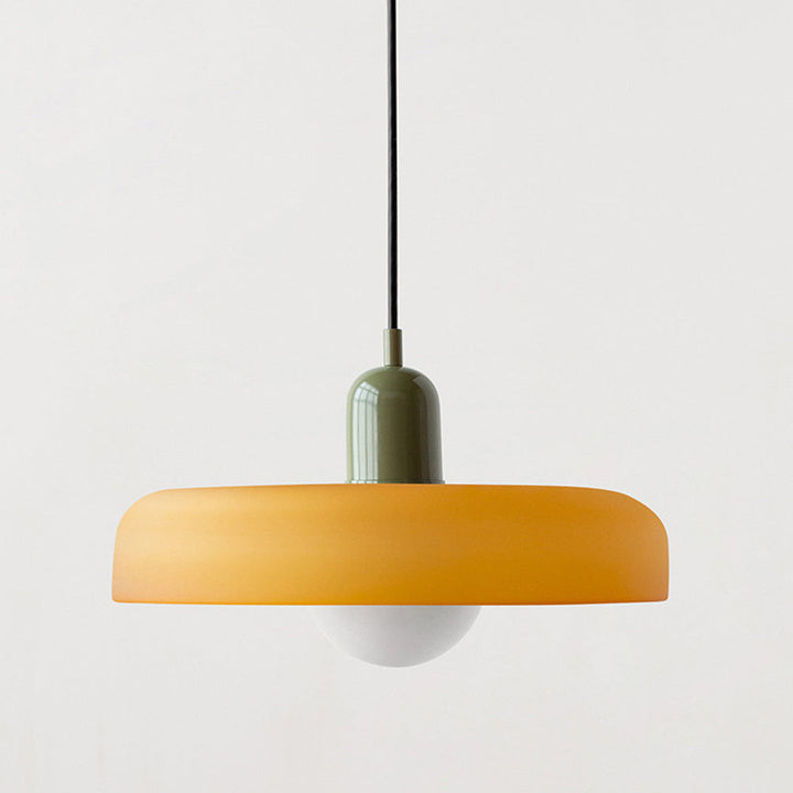 Unique colorful glass lamp, Bauhaus design pendant for artistic modern lighting.
