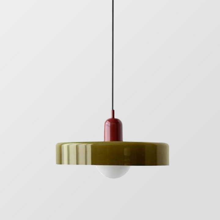 Geometric colorful glass pendant, modern decorative ceiling lamp for home.