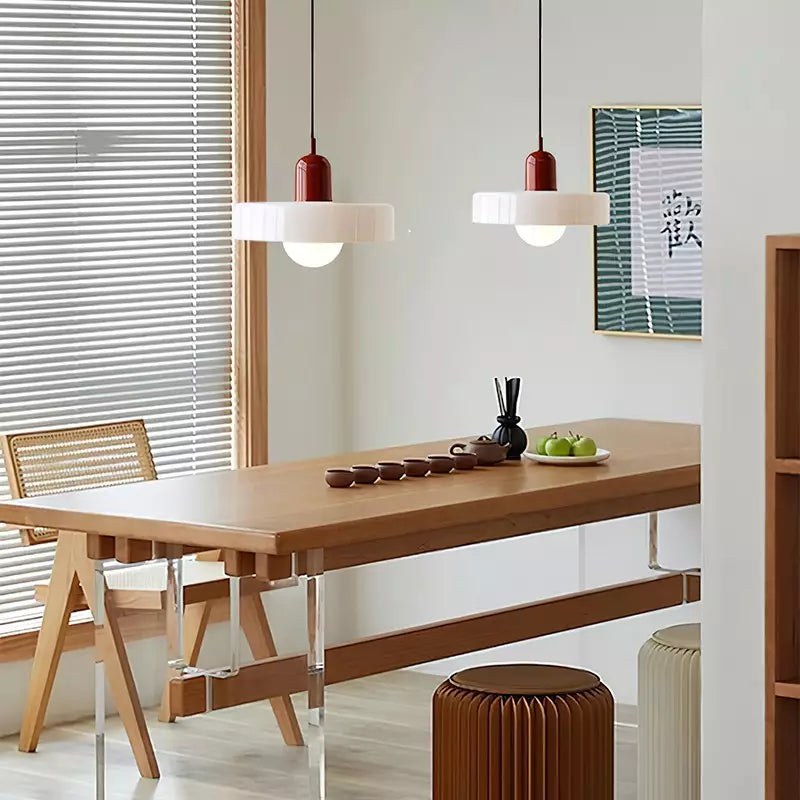 Modern artistic glass pendant, colorful Bauhaus design for home lighting.