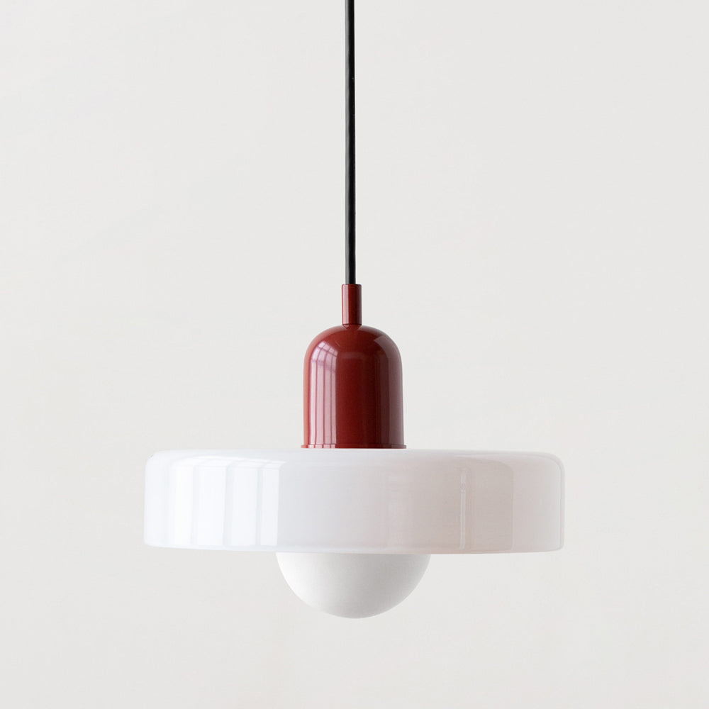 Statement colorful glass pendant, Bauhaus modern design for vibrant home decor.