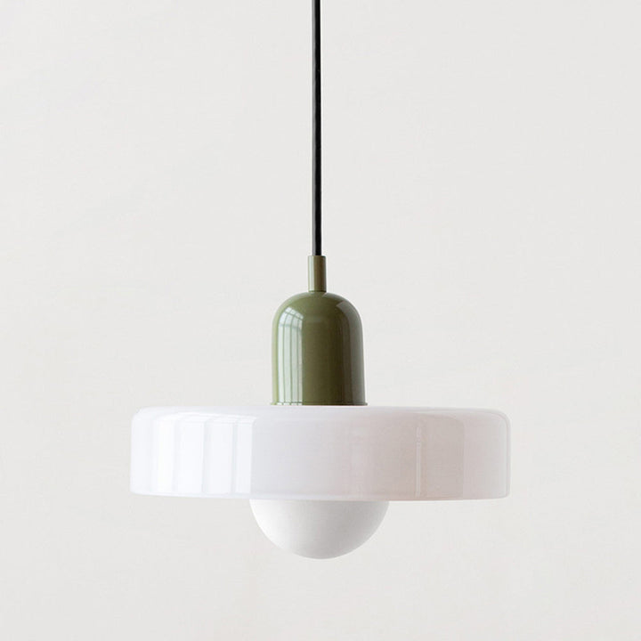 Stylish colorful glass ceiling light, Bauhaus pendant lamp for modern living rooms.