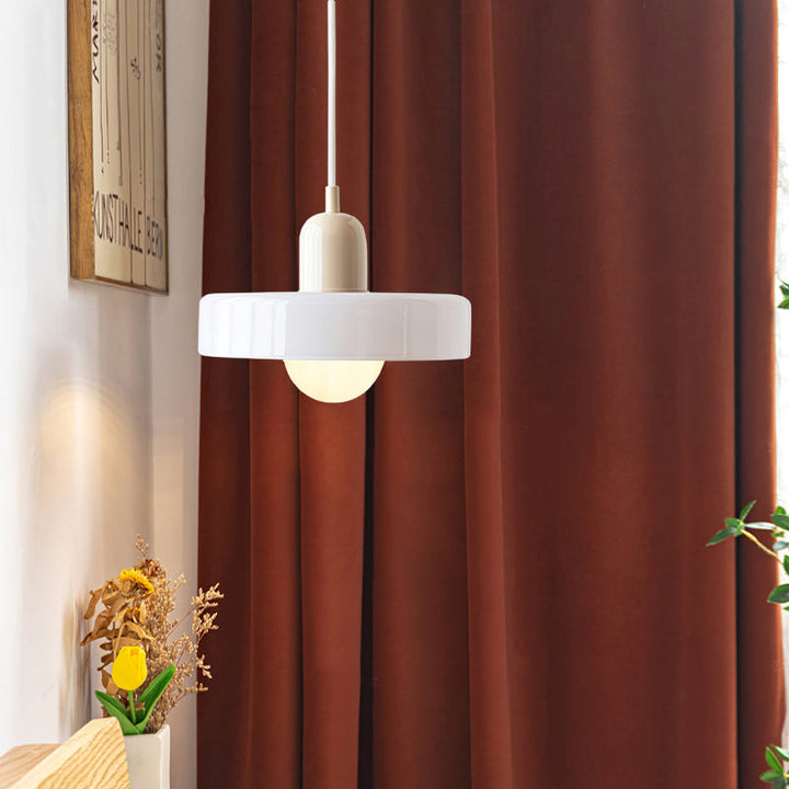 Unique colorful glass pendant, Bauhaus design ceiling light for artistic homes.