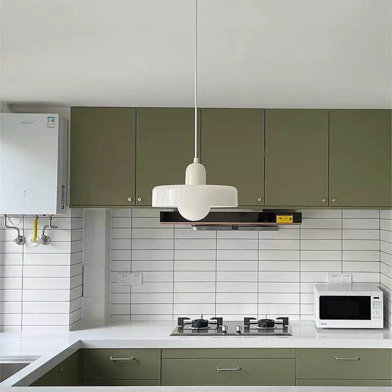 Eye-catching colorful glass pendant, modern Bauhaus light for contemporary spaces.