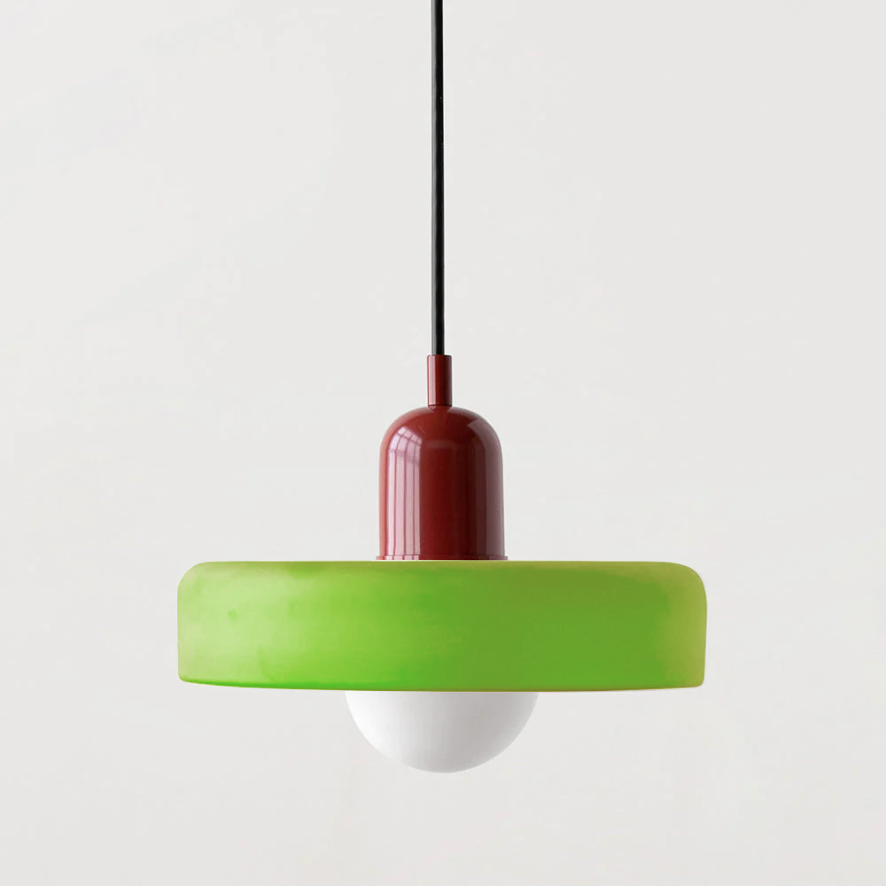 Bright colorful glass pendant, Bauhaus modern design decorative ceiling light.