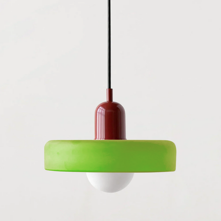 Bright colorful glass pendant, Bauhaus modern design decorative ceiling light.