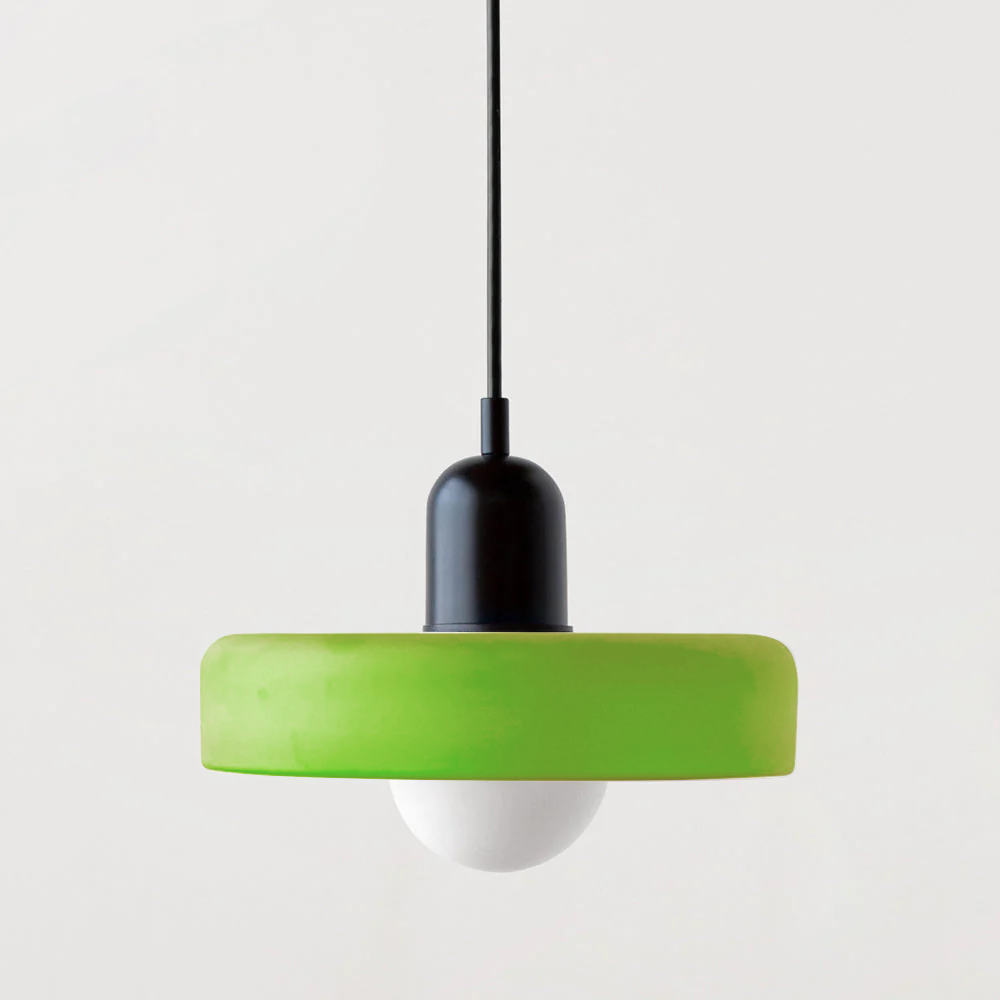 Vibrant colorful glass pendant, Bauhaus modern lighting for stylish homes.