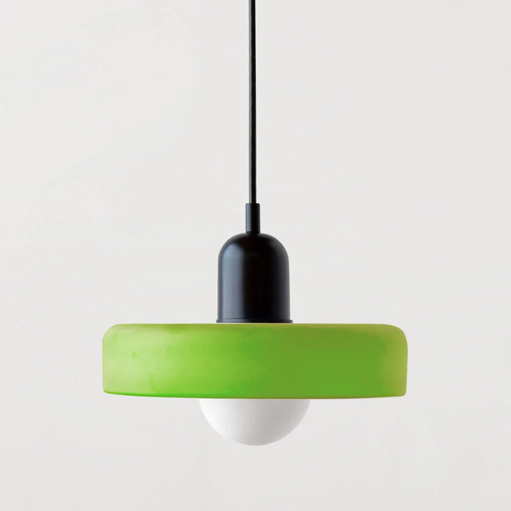 Vibrant colorful glass pendant, Bauhaus modern lighting for stylish homes.