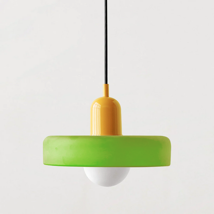 Decorative colorful glass pendant, Bauhaus contemporary ceiling lamp for rooms.