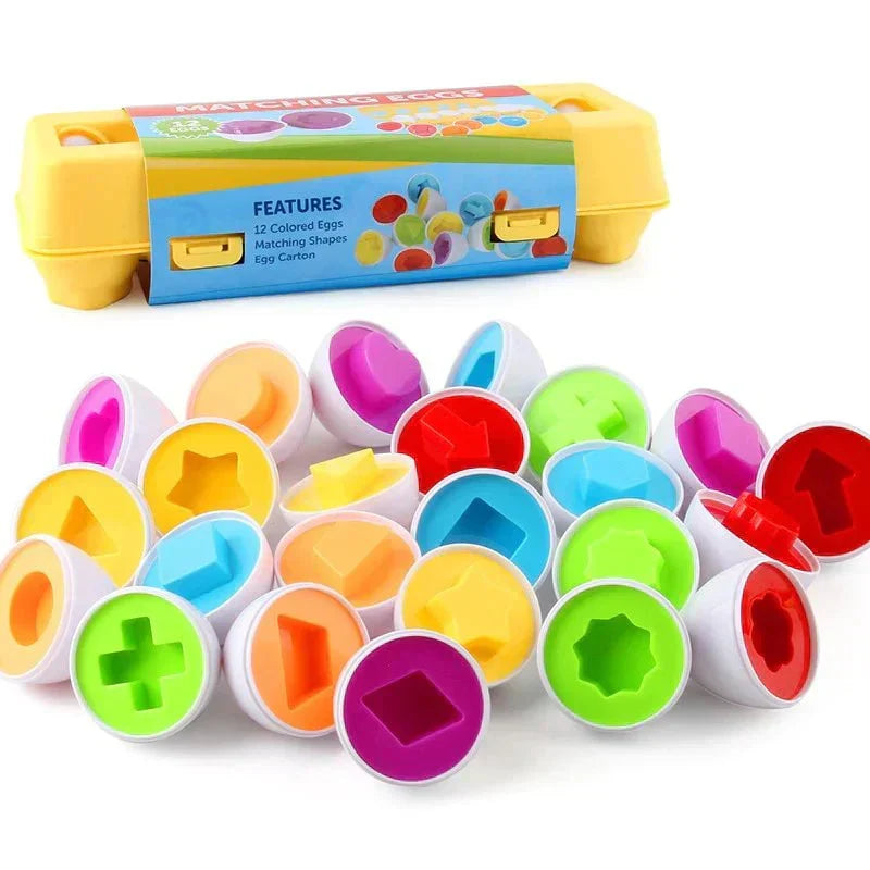 Preschool toy: colorful shape matching eggs enhance color and shape recognition skills.