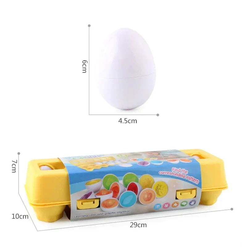 Early development toy: shape & color matching eggs for toddlers; promotes cognitive skills.