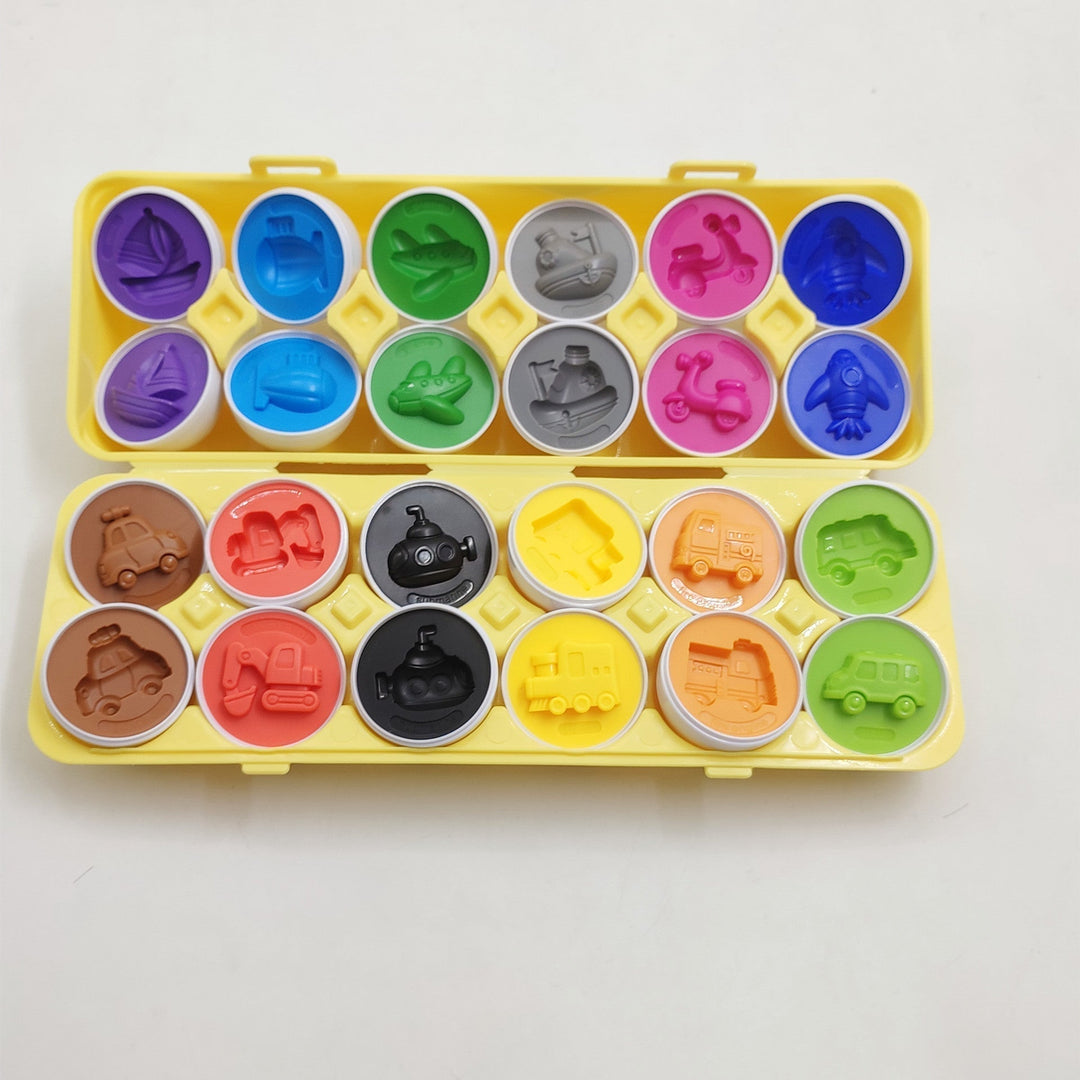 Educational shape sorter eggs: unique shaped inserts teach color matching to toddlers.